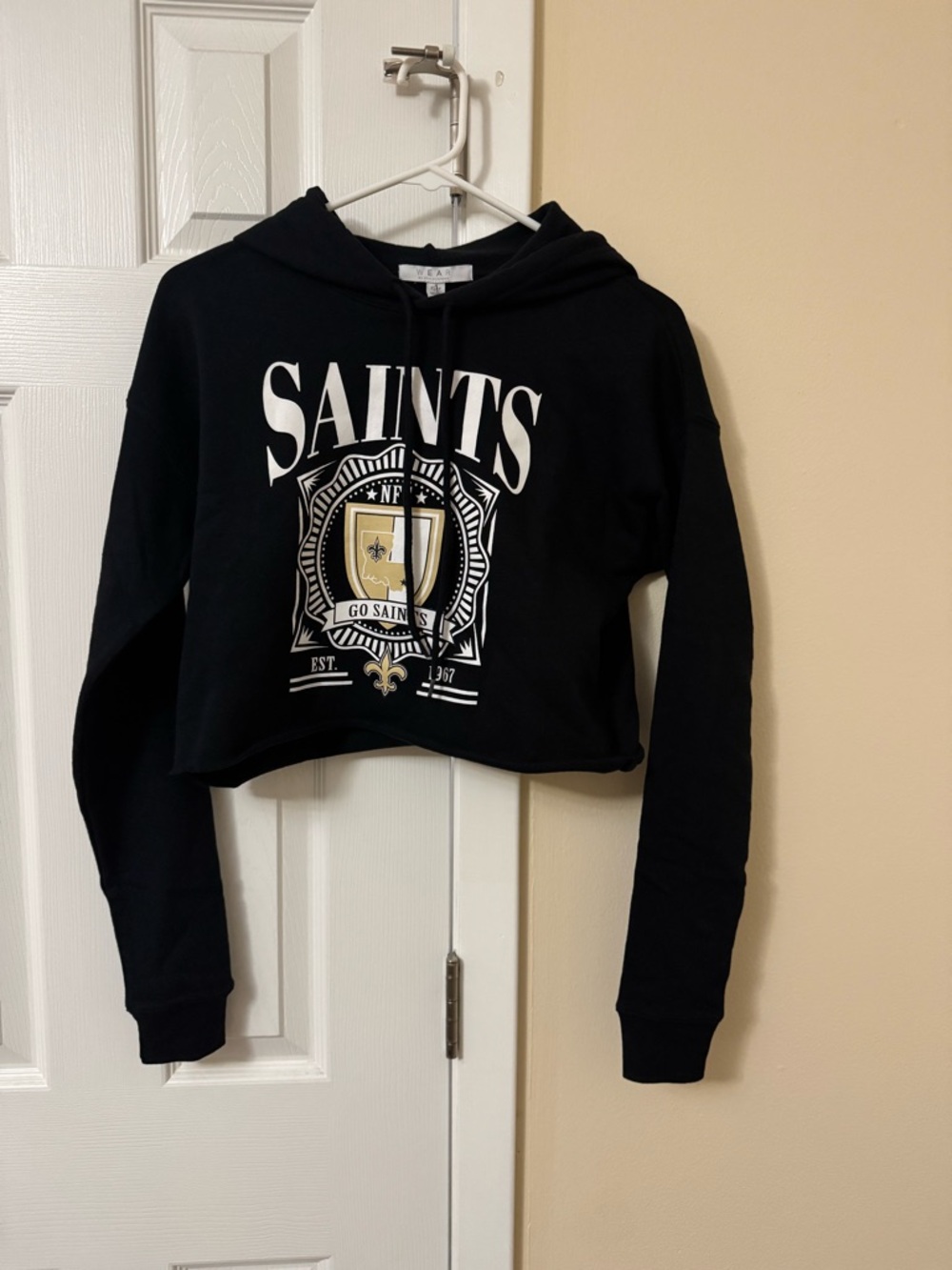 New Orleans Saints Cropped Sponge Fleece Pullover Hoodie